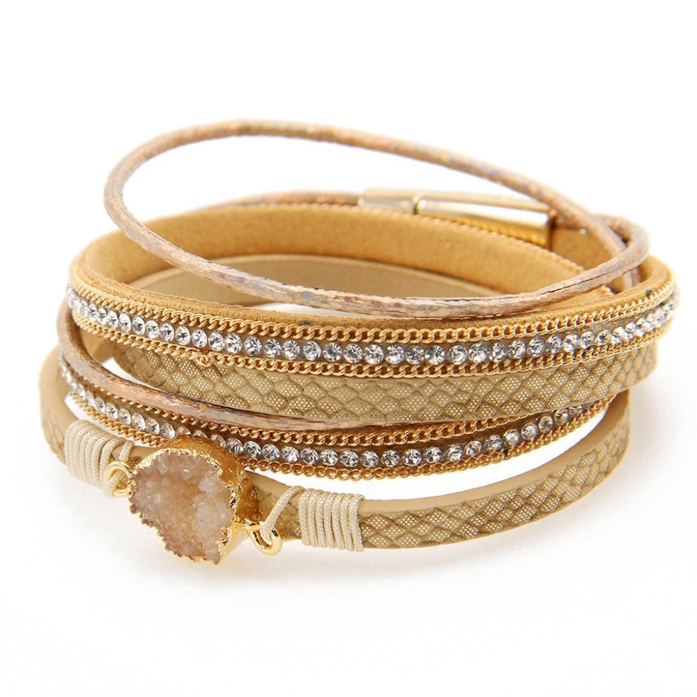 Druzy Leather Wrap Bracelet